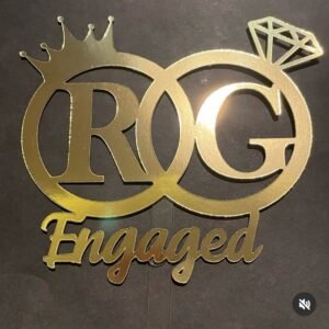 Two Rings Couple Initials Engagement Cake Topper